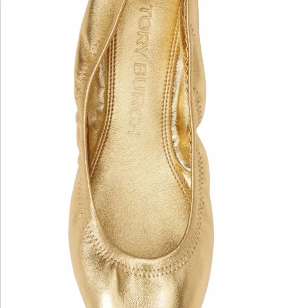 NWT Tory Burch Eddie Ballet Flat Gold Metallic